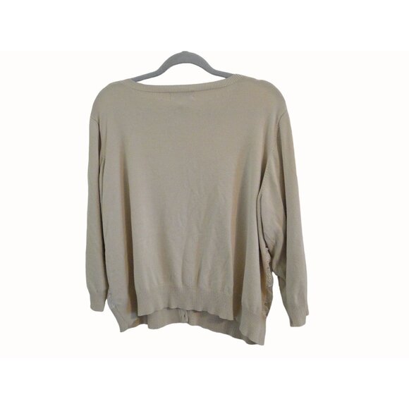 Sahalie Long Sleeve Sweater Lace Button Front Beige Womens Size 2X - Picture 5 of 10